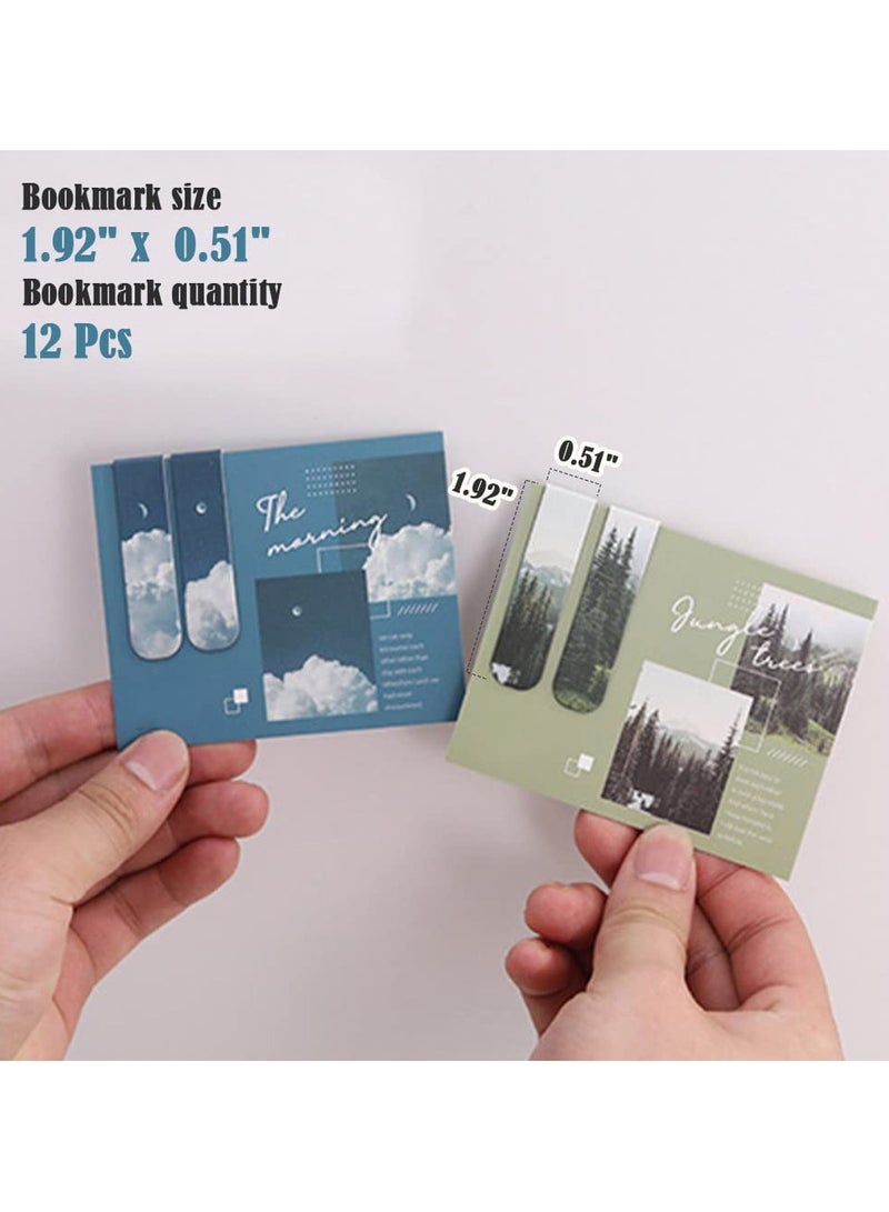 Harse Magnetic Bookmarks, 12pcs Magnet Page Markers Landscape Pattern Assorted Page Clips Book Markers for Students Teachers Book Lovers Book Club Library - Image 2
