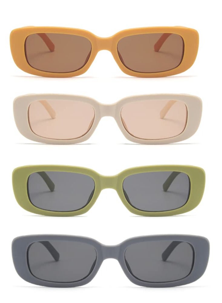 SOLARAE Retro Glasses, Sunglasses Women, Rectangle Sunglasses for Women/ Men Driving Glasses 90‚Äôs Vintage Small Square Eyewear UV Protection Glasse (4 pcs) - Image 2
