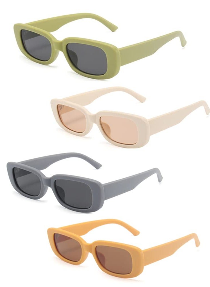 SOLARAE Retro Glasses, Sunglasses Women, Rectangle Sunglasses for Women/ Men Driving Glasses 90‚Äôs Vintage Small Square Eyewear UV Protection Glasse (4 pcs) - Image 1