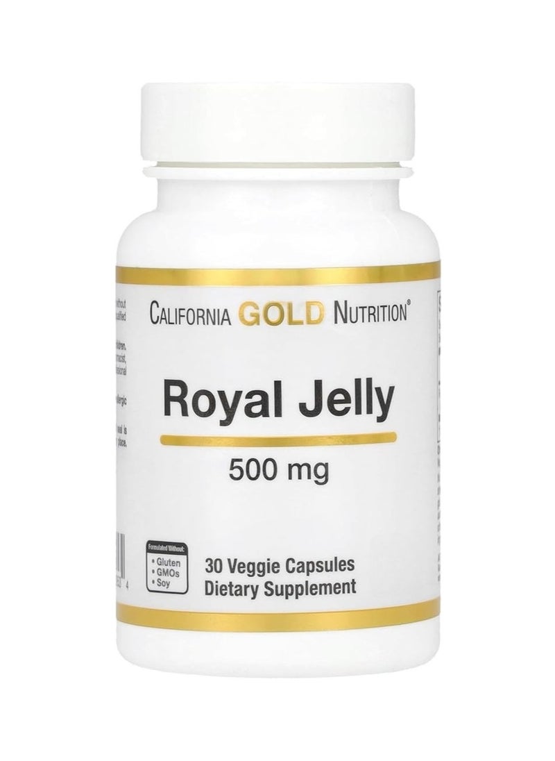 California Gold Nutrition California Gold Nutrition Royal Jelly 500 mg 30 Veggie Caps  - Image 1