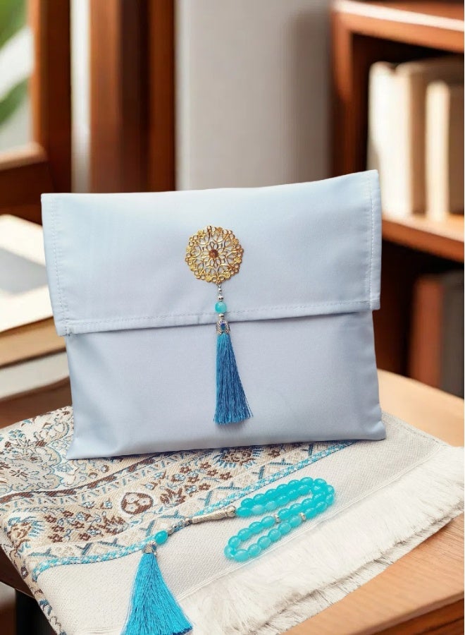 Muslim Prayer Rug and Prayer Beads with Elegant Design | Soft Islamic Prayer Rug | Islamic Gifts Set | Prayer Carpet Matfor Ramadan, Eid & Special Occasions - Image 3