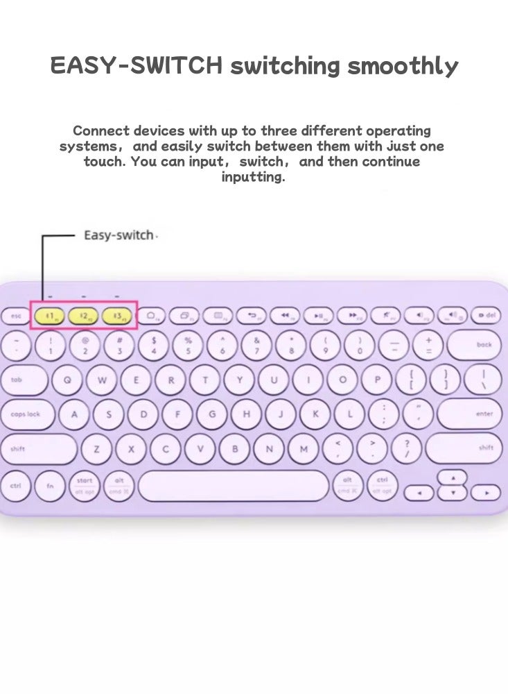 Wireless Bluetooth Keyboard Office Multi Device Lightweight Portable Light Sound Purple - Image 4
