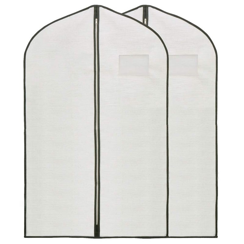 Fabric Garment Bag Suit Bag 40 x 24 Greyish White Suit Bag Hanging Storage Bag with Viewing Window and Zipper for Storage Cotton Clothes Fur Coat or Suit JacketQYFCT01