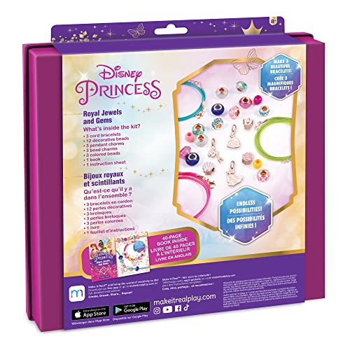 Make It Real Ultimate Princess Royal Jewels and Gems DIY Charm Bracelet Making Kit with Disney Princess Charms Arts Crafts Bead Kit for Girls Teens Makes 3 Bracelets Ages 8 - Image 5