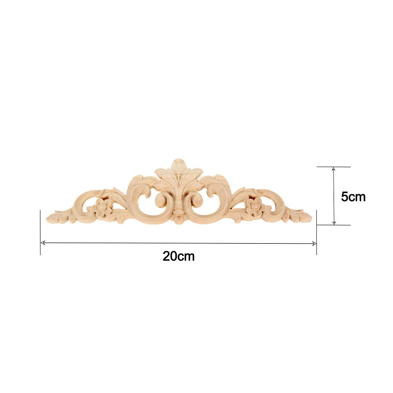 MUXSAM Carved Wood Appliques Onlays  Long Wooden Decals Trim Molding Rosette Inlays for Door Wall Mantel Cabinet Door Dresser Closet Mirror Decoration Furniture Transfer(4-Pack  20x5cm/7.9"" x2) - Image 2