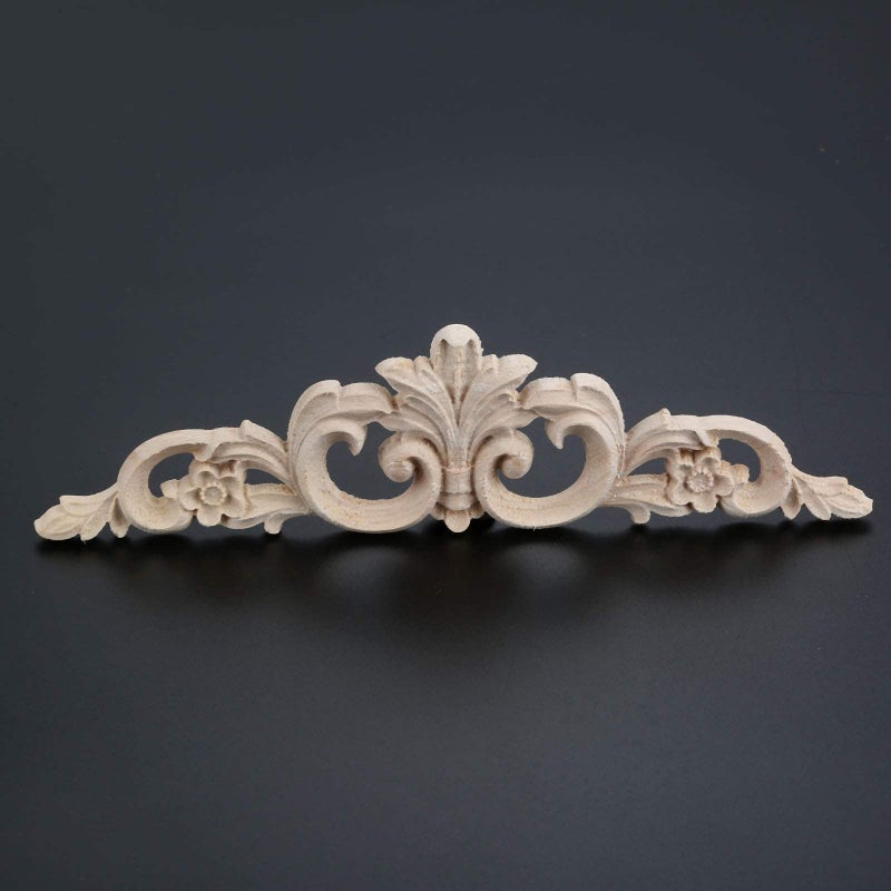 MUXSAM Carved Wood Appliques Onlays  Long Wooden Decals Trim Molding Rosette Inlays for Door Wall Mantel Cabinet Door Dresser Closet Mirror Decoration Furniture Transfer(4-Pack  20x5cm/7.9"" x2) - Image 4