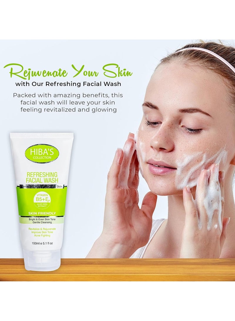 هيبا'ز كوليكشن غسول منعش للوجه، بشرة ناعمة وصحية المظهر مع فيتامين B5+E، خلاصة الصبار، لطيف على البشرة، مشرق وموحد للون البشرة، تنظيف لطيف 150 مل 5.1 أونصة سائلة - Image 3
