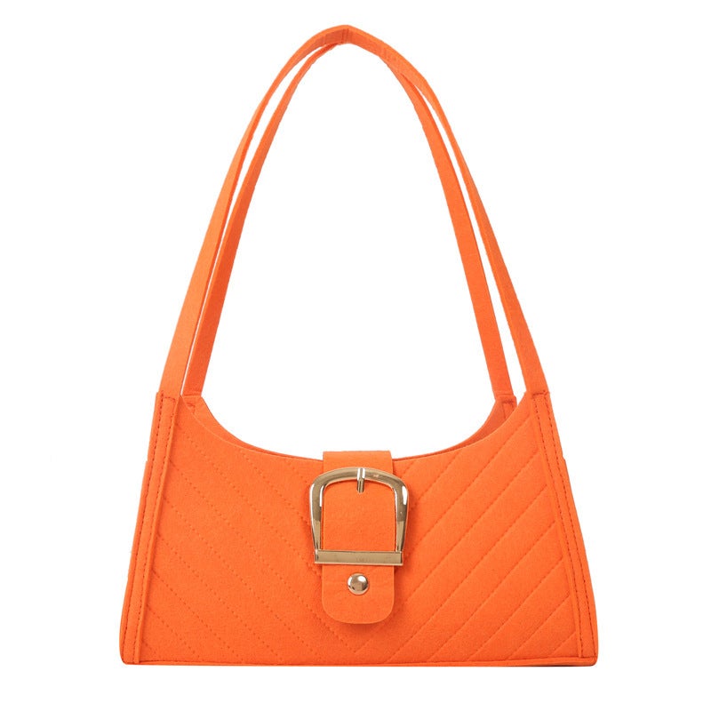 Ins Niche Texture Underarm Bag Women'S Bag 2023 Solid Color Felt Shoulder Bag Casual All-Match Women'S Bag - Image 1