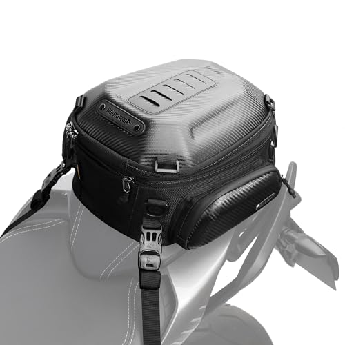 Rhinowalk Motorcycle Tail Bag Expandable Hard Shell Motorcycle Travel Luggage 12L18L Waterproof All WeatherTrunkRack Bag with Sissy Bar Straps Carbon Black - Image 1