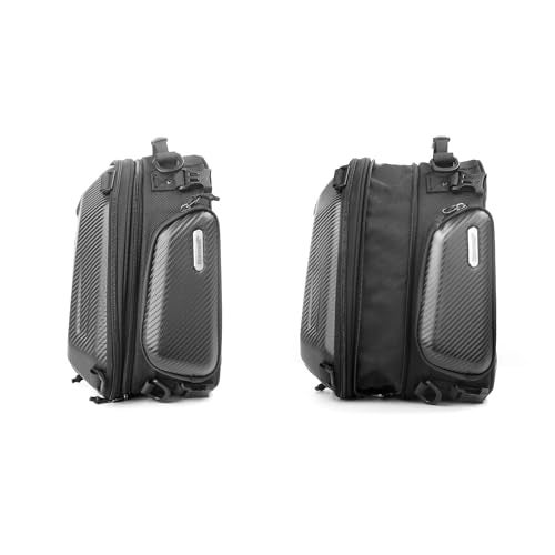 Rhinowalk Motorcycle Tail Bag Expandable Hard Shell Motorcycle Travel Luggage 12L18L Waterproof All WeatherTrunkRack Bag with Sissy Bar Straps Carbon Black - Image 3