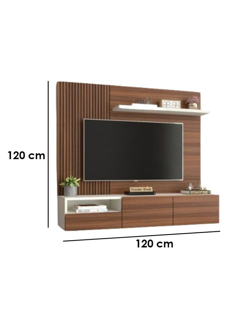 وحدة تلفزيون SM.A14 - مثبتة على الحائط باللونين الأبيض والبني - 120*30*120 سم - Image 3
