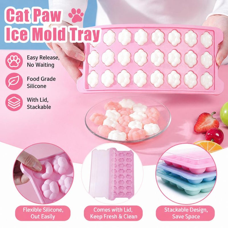 Creative cat paw ice cube tray mold with lid, small ice maker, household small ice cube box, silicone ice cube tray - Image 5