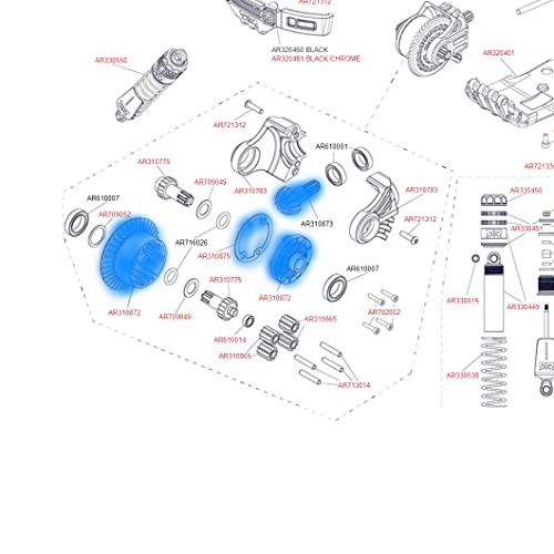 Mesimsple Differential Case 37T Main Gear & Input Gear 13t AR310872 for Arrma 1/10 Senton Big Rock Granite 3S BLX Diff Cover Outcast Kraton 4S 1/8 Typhon 3S - Image 4