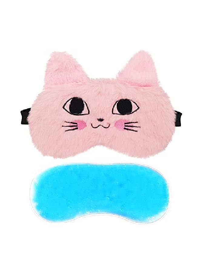 Jenna ™ Cute Tomcat Sleeping Eye Shade Mask Cover for Insomnia Meditation Puffy Eyes and Dark Circles With Gel (Pink) - Image 2