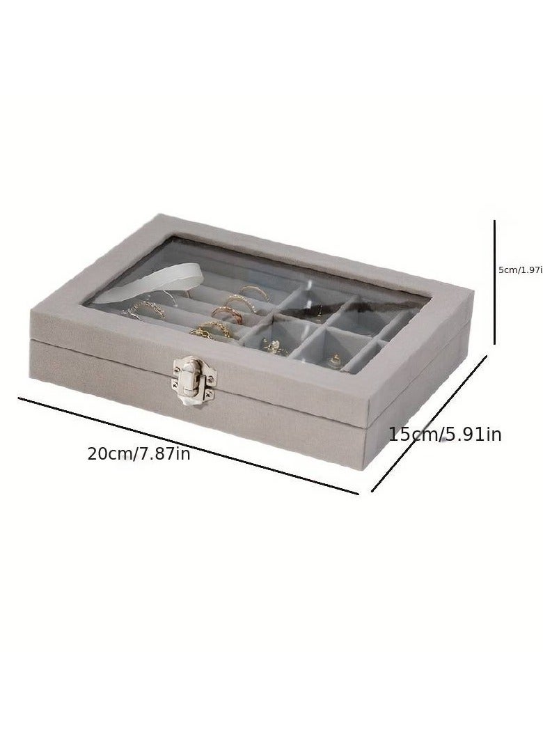 Multi-Grid Jewelry Clear Cover Accessory Organizer - Grey - Image 4