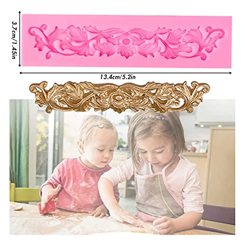 Rainmae 7 Pcs Baroque Fondant Silicone Molds, Relief Flower Lace Chocolate Mould, Scroll Lace Clay Mold, Filigree Mold 3D Sculpted Decoration, Cupcake Topper, Jewelry, Polymer Clay, Crafting Projects - Image 4