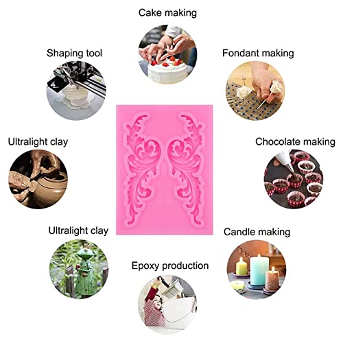 Rainmae 7 Pcs Baroque Fondant Silicone Molds, Relief Flower Lace Chocolate Mould, Scroll Lace Clay Mold, Filigree Mold 3D Sculpted Decoration, Cupcake Topper, Jewelry, Polymer Clay, Crafting Projects - Image 5