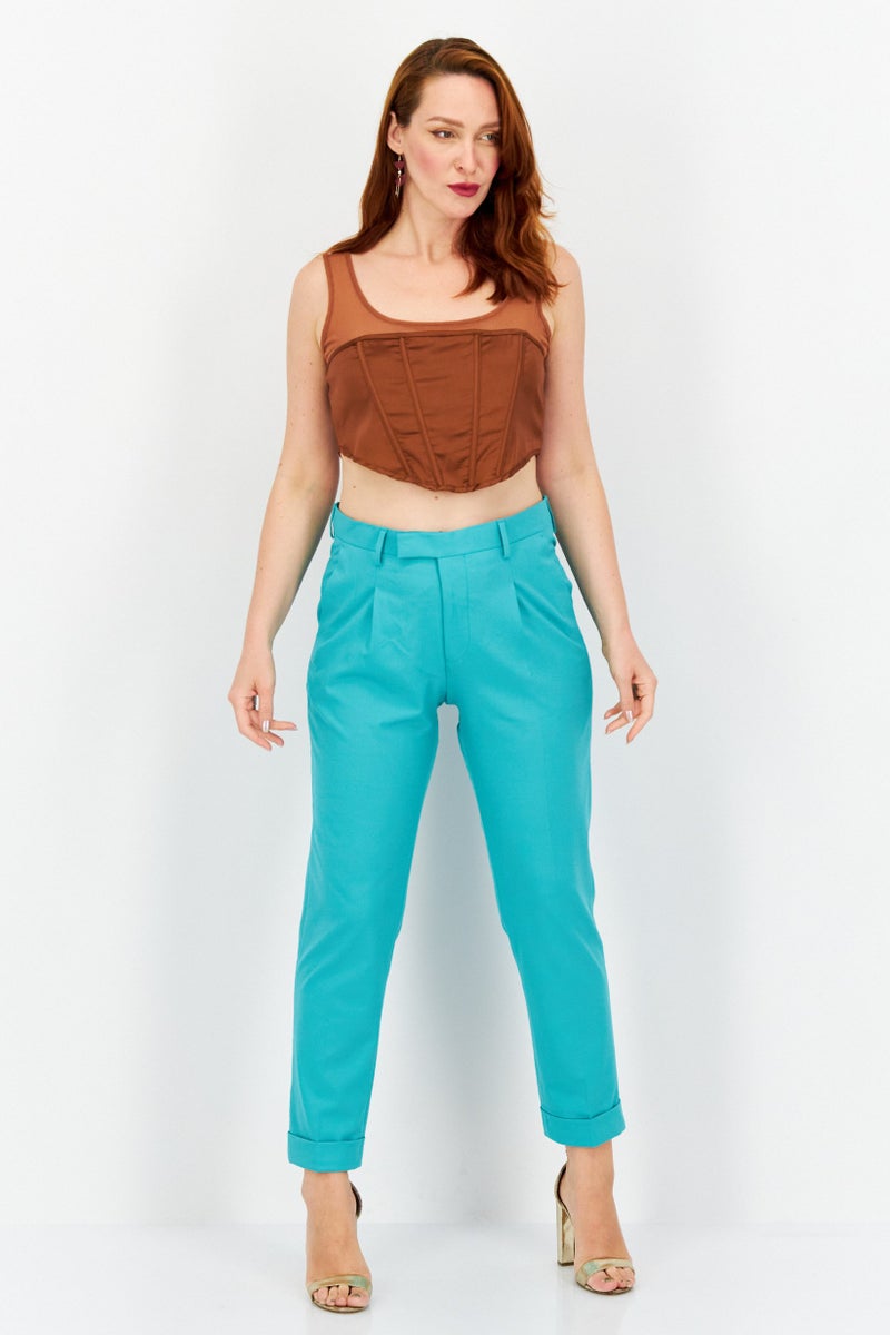 Missguided Women Petite Square Neck Sleeveless Mesh Crop Top, Brown - Image 4