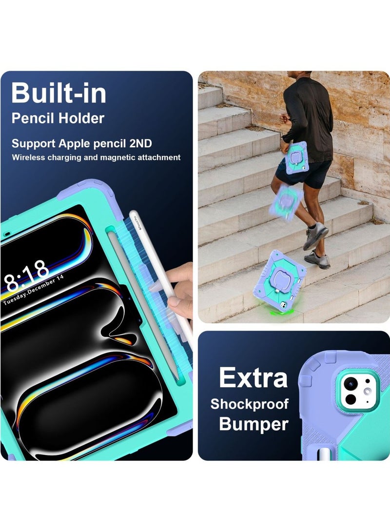 GUDOO غطاء لجهاز iPad Pro 11 إنش 2024 مع حامل للقلم، حافظة قوية ومقاومة للصدمات للحماية مناسبة للأجهزة اللوحية. - Image 4
