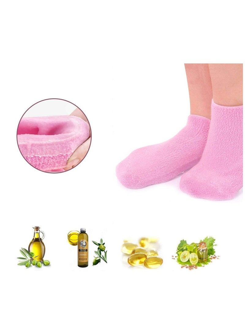 ECVV 2Pcs Gel Spa Socks Silicon Gel Booties Insoles Moisturising Soft Exfoliating Socks Spa Pedicure Insoles For Feet Care, Pink - Image 4