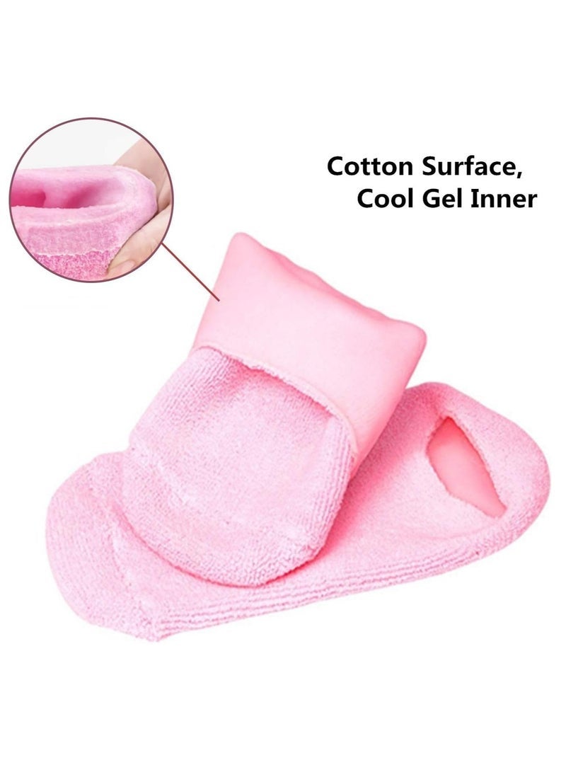 ECVV 2Pcs Gel Spa Socks Silicon Gel Booties Insoles Moisturising Soft Exfoliating Socks Spa Pedicure Insoles For Feet Care, Pink - Image 5