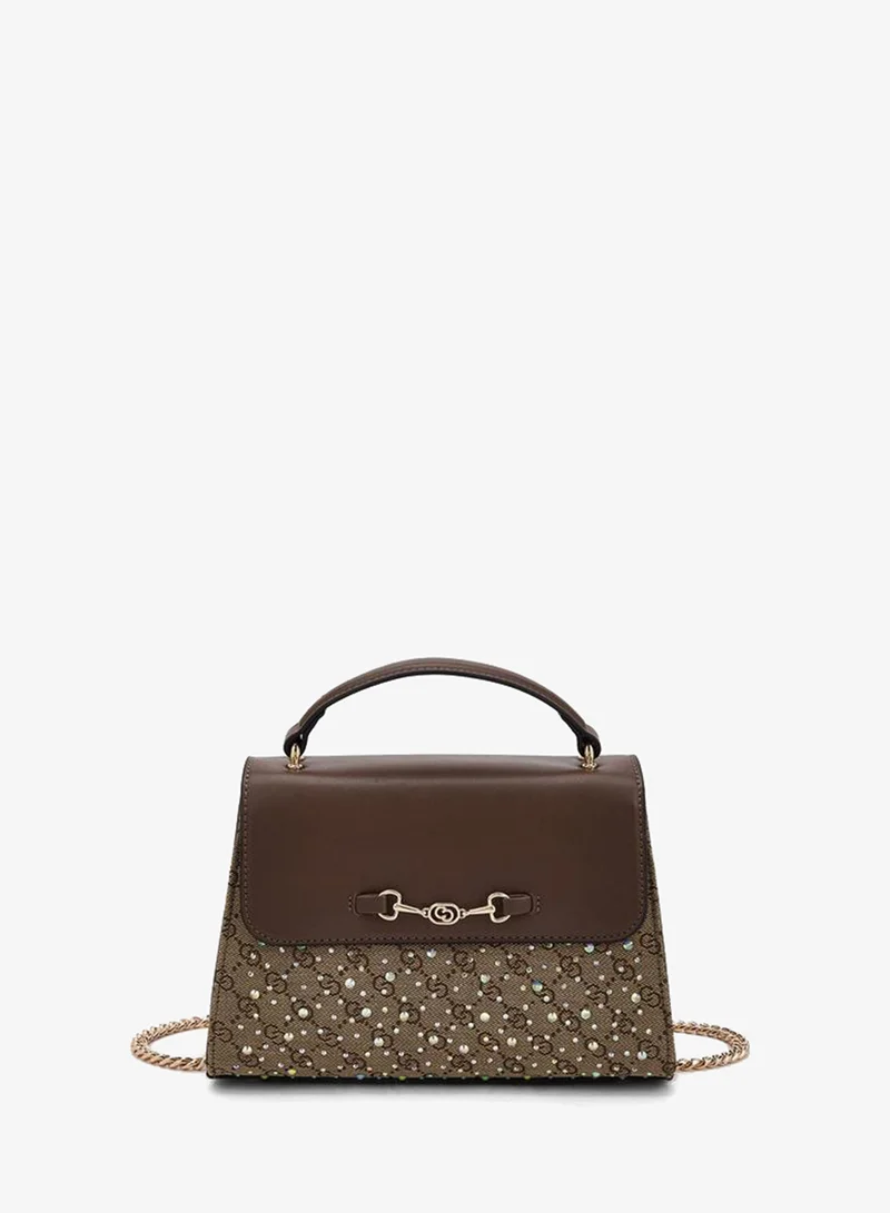 سيليست Diamante Embellished Satchel Bag With Button Closure Ramadan Collections