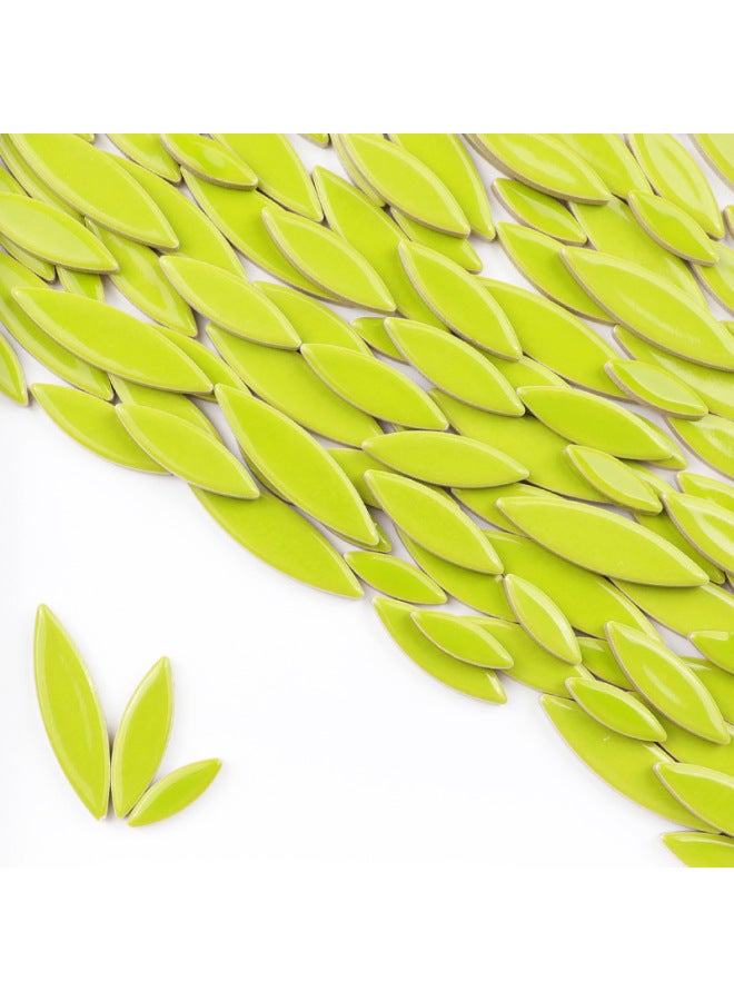 200g DIY Willow Leaf Petal Ceramic Mosaic Handmade Material Color Irregular Shaped Ceramic Chip Patch-Color:emerald Green  - Image 1