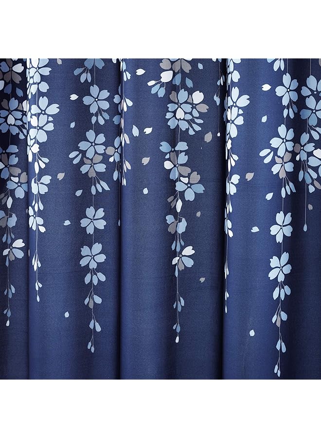 إيروريكس ستارة حمام من القماش بطبعة زهور باكية وتصميم زهور الكرمة مقاس 72 بوصة × 72 بوصة باللون الأزرق الداكن - Image 4