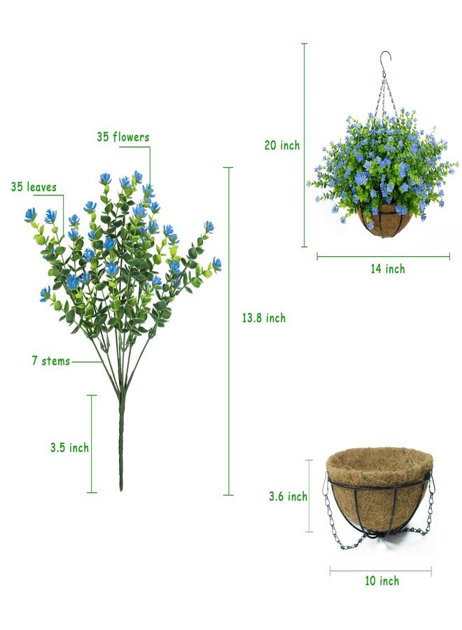 BCBLF Artificial Hanging Flowers Basket, 12 UV-Resistant Bundles of Realistic Fake Flowers, Faux Plants for Outdoor Decor, Home, Garden, Porch, Patio, Spring & Summer Decorations, Blue - Image 4