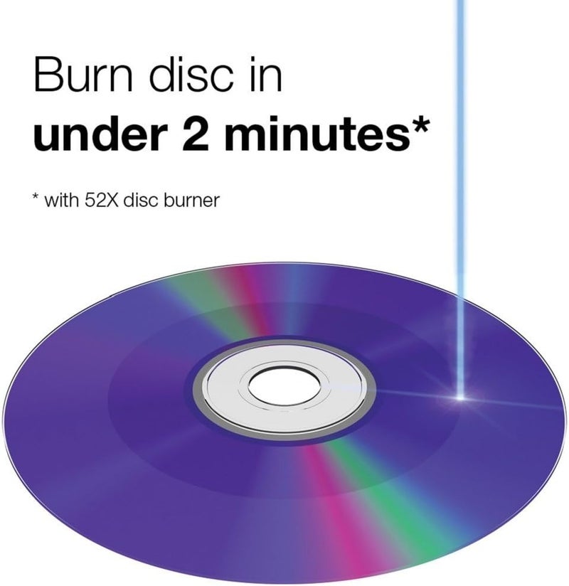 VERBATIM أقراص CD-R فارغة 700MB 80 دقيقة 52X سطح قابل للطباعة بالحبر الفضي - 50 حزمة دوارة - Image 4