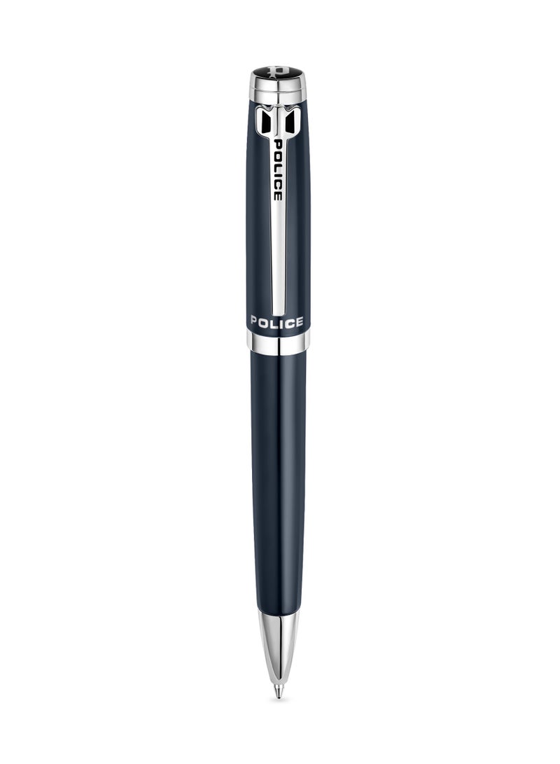 POLICE Batang Blue Stainless Steel Silver Trims Ballpoint Pen 137mm - Image 1