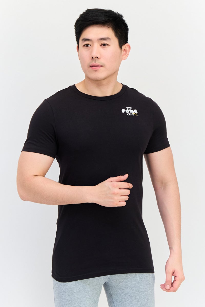 PUMA تي شيرت رجالي بقصة ضيقة بأكمام قصيرة، أسود - Image 1