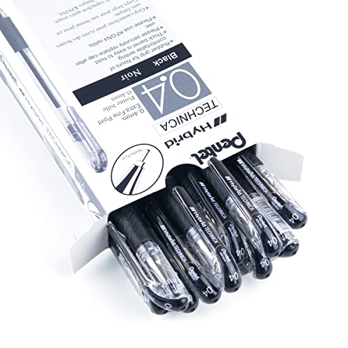 Pentel Arts Hybrid Technica 0.4 mm Pen, Ultra Fine Point, Black Ink, Box of 12 (KN104-A) - Image 3