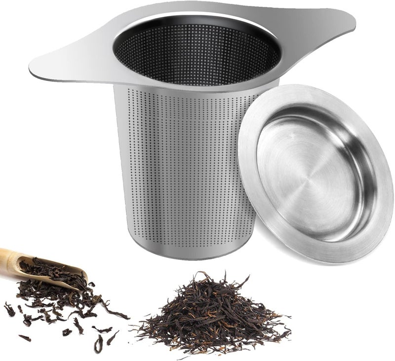 Inralimot Tea Filters Strainers Infuser Steeper 304 Stainless Steel & Extra Fine Mesh with Lid for Loose-Leaf Tea,Large Capacity and Perfect Size with Double Handles for Hanging on teapots - Image 1