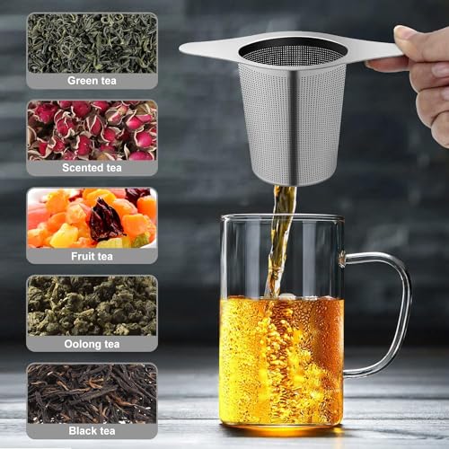 Inralimot Tea Filters Strainers Infuser Steeper 304 Stainless Steel & Extra Fine Mesh with Lid for Loose-Leaf Tea,Large Capacity and Perfect Size with Double Handles for Hanging on teapots - Image 2