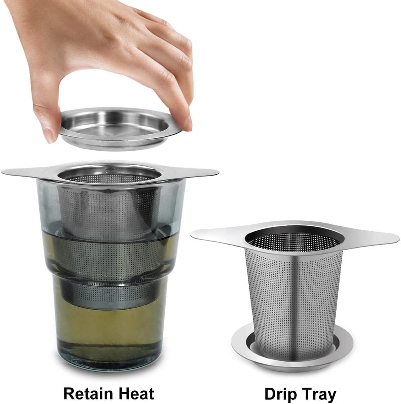Inralimot Tea Filters Strainers Infuser Steeper 304 Stainless Steel & Extra Fine Mesh with Lid for Loose-Leaf Tea,Large Capacity and Perfect Size with Double Handles for Hanging on teapots - Image 4