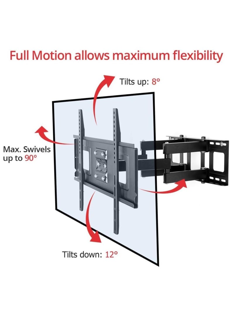 TIGER A04 Full Motion Articulating TV Wall Mount Bracket for 32-65 Inch LED LCD HD 4K Plasma TVs, Heavy-Duty Adjustable Swivel & Tilt Mount for Home & Office, Space-Saving Design. - Image 4