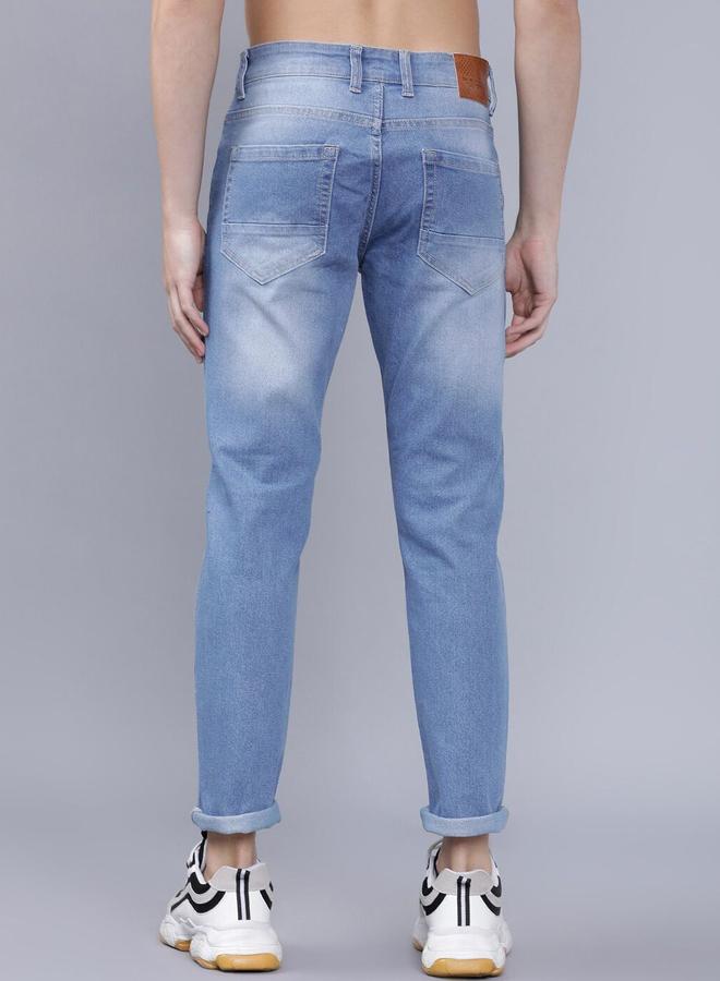 شركة المرآب الهندية جينز رجالي أزرق بخصر متوسط بقصة ضيقة مع لمسة خفيفة من التلف من ذا إنديان جراج كو - Image 5