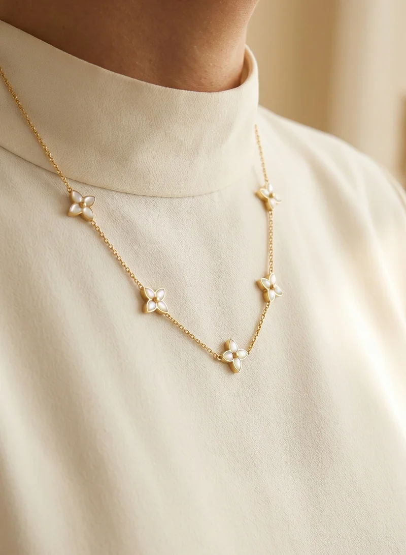 Police Petal Yellow Gold Plated Stainless Steel Chain Necklace for Women