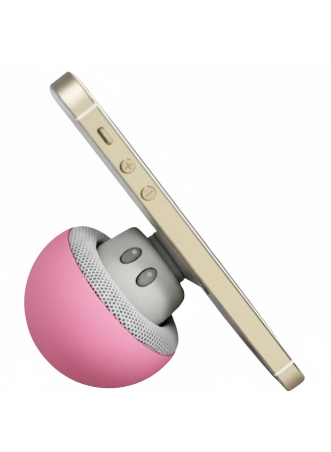 مكبر صوت صغير محمول بتقنية البلوتوث 3.0 مع مضخم صوت عازل للضوضاء وحامل للهاتف المحمول - مكبر صوت صغير محمول بتقنية البلوتوث 3.0 مع مضخم صوت عازل للضوضاء وحامل للهاتف المحمول - وردي - Image 1