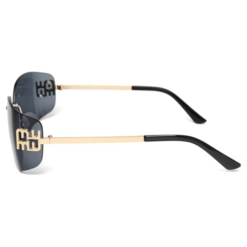 KENBO Futuristic Rimless Y2K Sunglasses for Women Men Fashion Wrap Around Frame Trendy Shield Frameless Design -C1 - Image 4