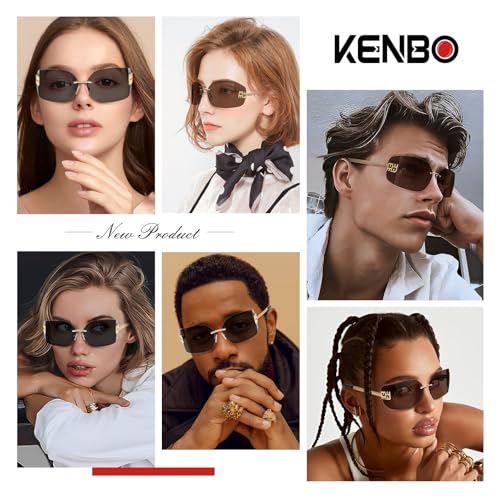 KENBO Futuristic Rimless Y2K Sunglasses for Women Men Fashion Wrap Around Frame Trendy Shield Frameless Design -C1 - Image 2