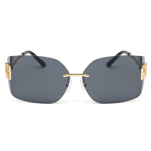 KENBO Futuristic Rimless Y2K Sunglasses for Women Men Fashion Wrap Around Frame Trendy Shield Frameless Design -C1 - Image 3
