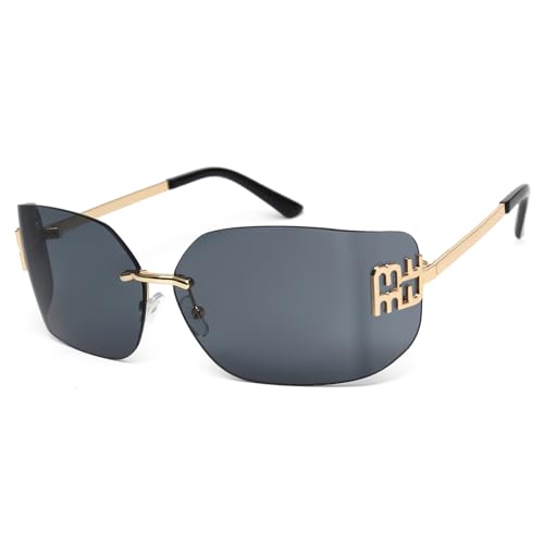KENBO Futuristic Rimless Y2K Sunglasses for Women Men Fashion Wrap Around Frame Trendy Shield Frameless Design -C1 - Image 1