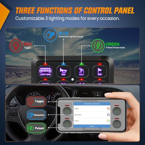 Nilight 12 Gang Switch Panel 12V 24V Universal Circuit Control Relay System with RGB Backlight APP Fuse Wiring Harness Automatic Dimmable ON Off LED Switches Pod for Car Pickup Truck Camper SUV - Image 4