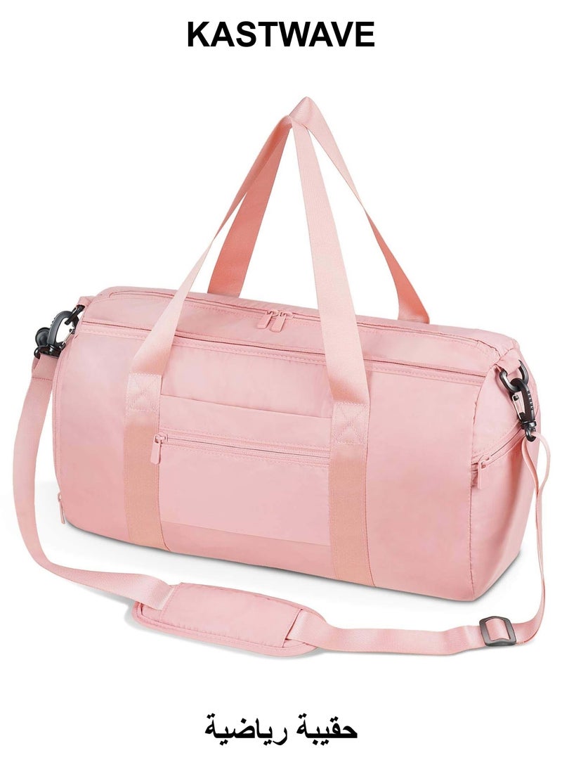 KASTWAVE Gym Bag for Women and Men, Dry Wet Separation Sports Sling Bag with Shoe and Wet Clothes Compartments, Waterproof Duffle Bag Lightweight Carryon Gym Bag (Pink) - Image 1