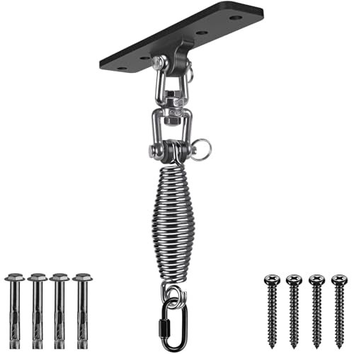 Dolibest Heavy Bag Hanger, Wall Ceiling Mount Hook 360° Rotation Wood Beam Holder Body Weight Strength Training Systems, Wood Beam Holder with Spring and 1 Carabiner, 4Wood Screws for Wooden Sets - Image 1
