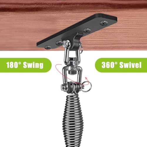 Dolibest Heavy Bag Hanger, Wall Ceiling Mount Hook 360° Rotation Wood Beam Holder Body Weight Strength Training Systems, Wood Beam Holder with Spring and 1 Carabiner, 4Wood Screws for Wooden Sets - Image 4