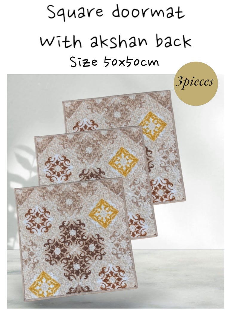 Mac Carpet Square lightweight doormat - 50 cm x 50 cm. - Set of 3 pieces, Beige  - Image 1