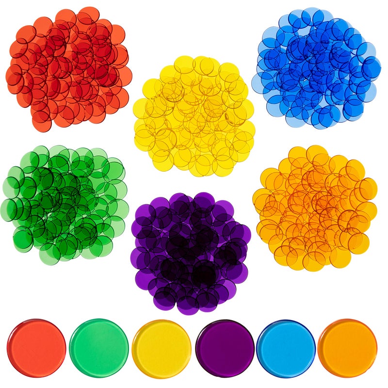 edxeducation Transparent Counters | Set of 500 | Math Manipulatives for Kids | Assorted Colors | 3/4 in | Counting, Sorting, Light Table, Bingo and more - Image 1